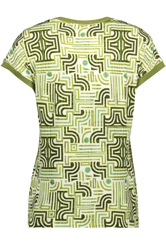 SARAH T SHIRT MET GRAFISCH PATROON 32403 60 500 GREEN/OFF WHITE